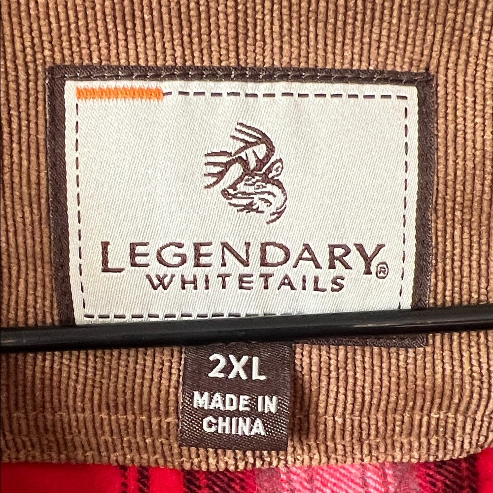 Legendary Whitetails Red Plaid Flannel Cotton Men's Shirt sz XXL - Picture 2 of 5